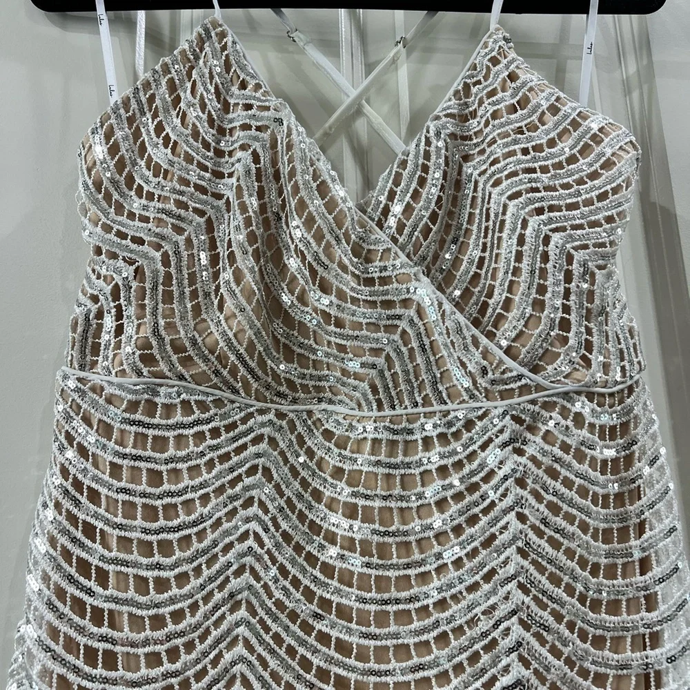 Lulus Lele White and Silver Sequin Mini Dress - Picture 3 of 7